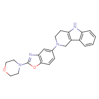 Chemical structure of 2-(morpholin-4-yl)-5-{1H,2H,3H,4H,5H-pyrido[4,3-b]indol-2-yl}-1,3-benzoxazole - CSSB06741647160