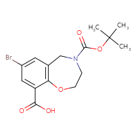 Chemical structure of 7-bromo-4-[(tert-butoxy)carbonyl]-2,3,4,5-tetrahydro-1,4-benzoxazepine-9-carboxylic acid - CSSB00102743563