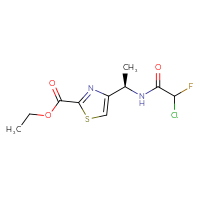 Chemical structure of ethyl 4-[(1R)-1-(2-chloro-2-fluoroacetamido)ethyl]-1,3-thiazole-2-carboxylate - CSSB21332119378