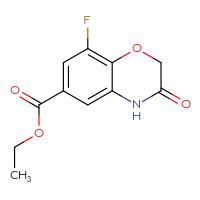 Chemical structure of ethyl 8-fluoro-3-oxo-3,4-dihydro-2H-1,4-benzoxazine-6-carboxylate - CSSB00133401799