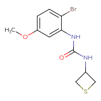Chemical structure of 1-(2-bromo-5-methoxyphenyl)-3-(thietan-3-yl)urea - CSSB01999691796