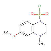Chemical structure of 6-methoxy-4-methyl-1,2,3,4-tetrahydroquinoxaline-1-sulfonyl chloride - CSSB21224774095