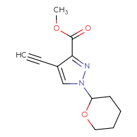 Chemical structure of methyl 4-ethynyl-1-(oxan-2-yl)-1H-pyrazole-3-carboxylate - CSSB12257603592