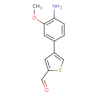 Chemical structure of 4-(4-amino-3-methoxyphenyl)thiophene-2-carbaldehyde - CSSB06590146415