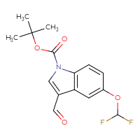 Chemical structure of tert-butyl 5-(difluoromethoxy)-3-formyl-1H-indole-1-carboxylate - CSSB21332062223