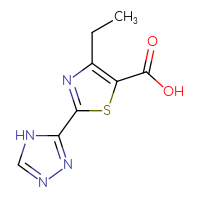 Chemical structure of 4-ethyl-2-(4H-1,2,4-triazol-3-yl)-1,3-thiazole-5-carboxylic acid - CSSB00014971475