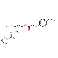 Chemical structure of N-(2-methoxy-4-{2-[4-(propan-2-yl)phenoxy]acetamido}phenyl)thiophene-2-carboxamide - CSSB00121602587