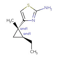 Chemical structure of rac-4-[(1R,2R)-2-ethyl-1-methylcyclopropyl]-1,3-thiazol-2-amine - CSSB21332044222
