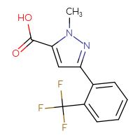Chemical structure of 1-methyl-3-[2-(trifluoromethyl)phenyl]-1H-pyrazole-5-carboxylic acid - CSSB00103091351