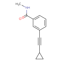 Chemical structure of 3-(2-cyclopropylethynyl)-N-methylbenzamide - CSSB02616785314