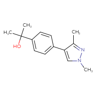 Chemical structure of 2-[4-(1,3-dimethyl-1H-pyrazol-4-yl)phenyl]propan-2-ol - CSSB01995222096