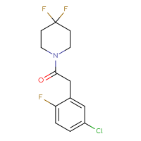 Chemical structure of 2-(5-chloro-2-fluorophenyl)-1-(4,4-difluoropiperidin-1-yl)ethan-1-one - CSSB06470052566