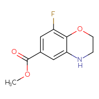 Chemical structure of methyl 8-fluoro-3,4-dihydro-2H-1,4-benzoxazine-6-carboxylate - CSSB00010231196