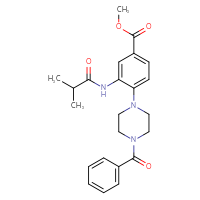 Chemical structure of methyl 4-(4-benzoylpiperazin-1-yl)-3-(2-methylpropanamido)benzoate - CSSB00121592917