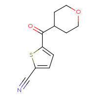 Chemical structure of 5-(oxane-4-carbonyl)thiophene-2-carbonitrile - CSSB21323105892