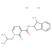 Chemical structure of N-(1-amino-2,3-dihydro-1H-inden-2-yl)-1-(2-methylpropyl)-2-oxo-1,2-dihydropyridine-3-carboxamide dihydrochloride - CSSB20620704591