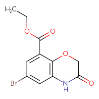 Chemical structure of ethyl 6-bromo-3-oxo-3,4-dihydro-2H-1,4-benzoxazine-8-carboxylate - CSSB00133932101