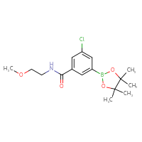 Chemical structure of 3-chloro-N-(2-methoxyethyl)-5-(4,4,5,5-tetramethyl-1,3,2-dioxaborolan-2-yl)benzamide - CSSB02522277150
