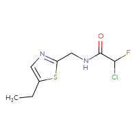 Chemical structure of 2-chloro-N-[(5-ethyl-1,3-thiazol-2-yl)methyl]-2-fluoroacetamide - CSSB09892280478