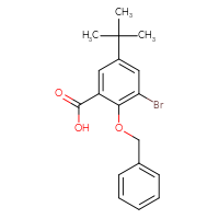 Chemical structure of 2-(benzyloxy)-3-bromo-5-tert-butylbenzoic acid - CSSB14922528269