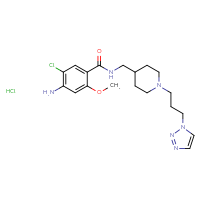 Chemical structure of 4-amino-5-chloro-2-methoxy-N-({1-[3-(1H-1,2,3-triazol-1-yl)propyl]piperidin-4-yl}methyl)benzamide hydrochloride - CSSB06595022117