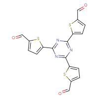 Chemical structure of 5-[4,6-bis(5-formylthiophen-2-yl)-1,3,5-triazin-2-yl]thiophene-2-carbaldehyde - CSSB20785370543