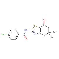 Chemical structure of 4-chloro-N-(5,5-dimethyl-7-oxo-4,5,6,7-tetrahydro-1,3-benzothiazol-2-yl)benzamide - CSSB00025737405