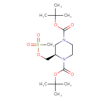 Chemical structure of 1,4-di-tert-butyl (2R)-2-[(methanesulfonyloxy)methyl]piperazine-1,4-dicarboxylate - CSSB21246284699