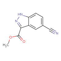 Chemical structure of methyl 5-cyano-1H-indazole-3-carboxylate - CSSB00011010928