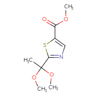 Chemical structure of methyl 2-(1,1-dimethoxyethyl)-1,3-thiazole-5-carboxylate - CSSB00102955089
