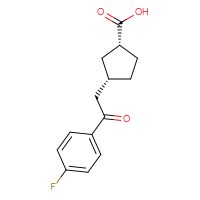 Chemical structure of (1R,3S)-3-[2-(4-fluorophenyl)-2-oxoethyl]cyclopentane-1-carboxylic acid - CSSB00025763870
