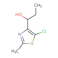 Chemical structure of 1-(5-chloro-2-methyl-1,3-thiazol-4-yl)propan-1-ol - CSSB20679457744