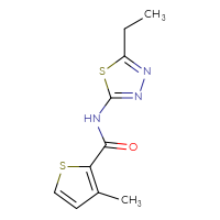 Chemical structure of N-(5-ethyl-1,3,4-thiadiazol-2-yl)-3-methylthiophene-2-carboxamide - CSSB00026264933