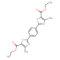 Chemical structure of ethyl 2-{4-[5-(ethoxycarbonyl)-4-methyl-1,3-thiazol-2-yl]phenyl}-4-methyl-1,3-thiazole-5-carboxylate - CSSB06633775557