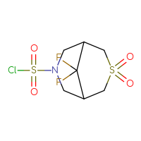 Chemical structure of 9,9-difluoro-3,3-dioxo-3λ⁶-thia-7-azabicyclo[3.3.1]nonane-7-sulfonyl chloride - CSSB21224776042