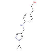 Chemical structure of 2-(4-{[(1-cyclopropyl-1H-pyrazol-4-yl)methyl]amino}phenyl)ethan-1-ol - CSSB02226484157