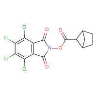 Chemical structure of 4,5,6,7-tetrachloro-1,3-dioxo-2,3-dihydro-1H-isoindol-2-yl bicyclo[2.1.1]hexane-5-carboxylate - CSSB20270128651