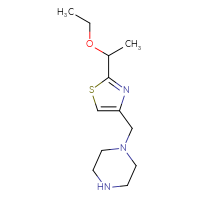 Chemical structure of 1-{[2-(1-ethoxyethyl)-1,3-thiazol-4-yl]methyl}piperazine - CSSB00000763534
