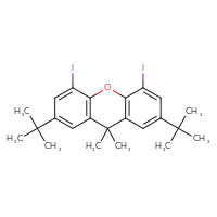 Chemical structure of 2,7-di-tert-butyl-4,5-diiodo-9,9-dimethyl-9H-xanthene - CSSB20959043480
