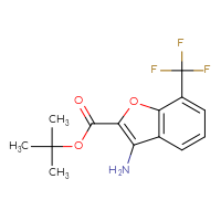 Chemical structure of tert-butyl 3-amino-7-(trifluoromethyl)-1-benzofuran-2-carboxylate - CSSB21285254802