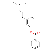 Chemical structure of (2E)-3,7-dimethylocta-2,6-dien-1-yl benzoate - CSSB00025762763