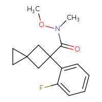 Chemical structure of 5-(2-fluorophenyl)-N-methoxy-N-methylspiro[2.3]hexane-5-carboxamide - CSSB07054117221