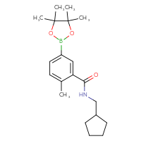 Chemical structure of N-(cyclopentylmethyl)-2-methyl-5-(4,4,5,5-tetramethyl-1,3,2-dioxaborolan-2-yl)benzamide - CSSB02533505524