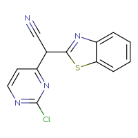 Chemical structure of 2-(1,3-benzothiazol-2-yl)-2-(2-chloropyrimidin-4-yl)acetonitrile - CSSB00102590490