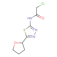 Chemical structure of 2-chloro-N-[5-(oxolan-2-yl)-1,3,4-thiadiazol-2-yl]acetamide - CSSB00000068636
