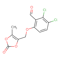 Chemical structure of 2,3-dichloro-6-[(5-methyl-2-oxo-2H-1,3-dioxol-4-yl)methoxy]benzaldehyde - CSSB21331661932