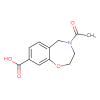 Chemical structure of 4-acetyl-2,3,4,5-tetrahydro-1,4-benzoxazepine-8-carboxylic acid - CSSB01995674725