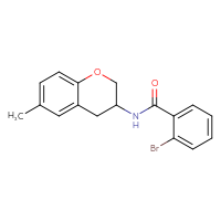Chemical structure of 2-bromo-N-(6-methyl-3,4-dihydro-2H-1-benzopyran-3-yl)benzamide - CSSB15260635931