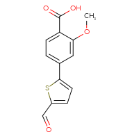 Chemical structure of 4-(5-formylthiophen-2-yl)-2-methoxybenzoic acid - CSSB00103842516
