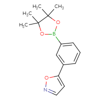 Chemical structure of 5-[3-(4,4,5,5-tetramethyl-1,3,2-dioxaborolan-2-yl)phenyl]-1,2-oxazole - CSSB00010082544